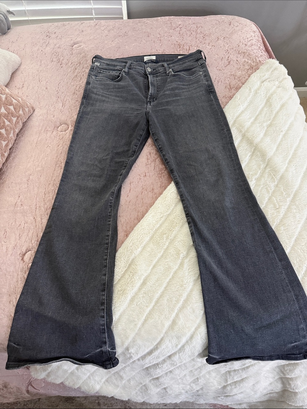 Citizens Of Humanity Dark Grey Washed Flare Jeans